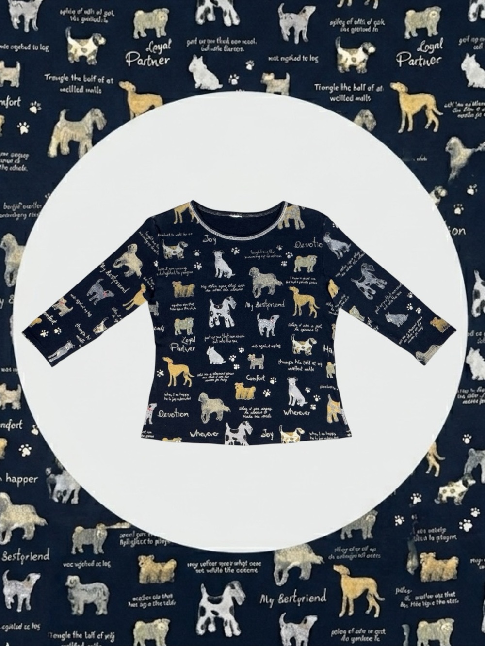 Jess & Jane “What is a Dog?” 100% Cotton Cozy Grandmacore Eclectic Grandpa Top L